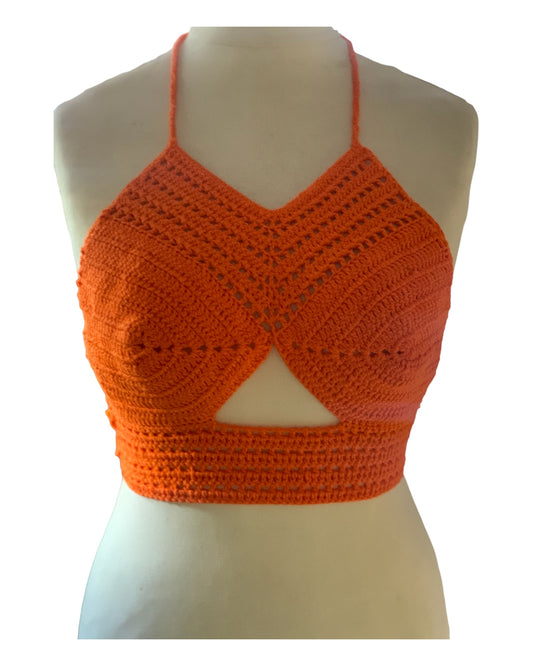 Crop top crochet red